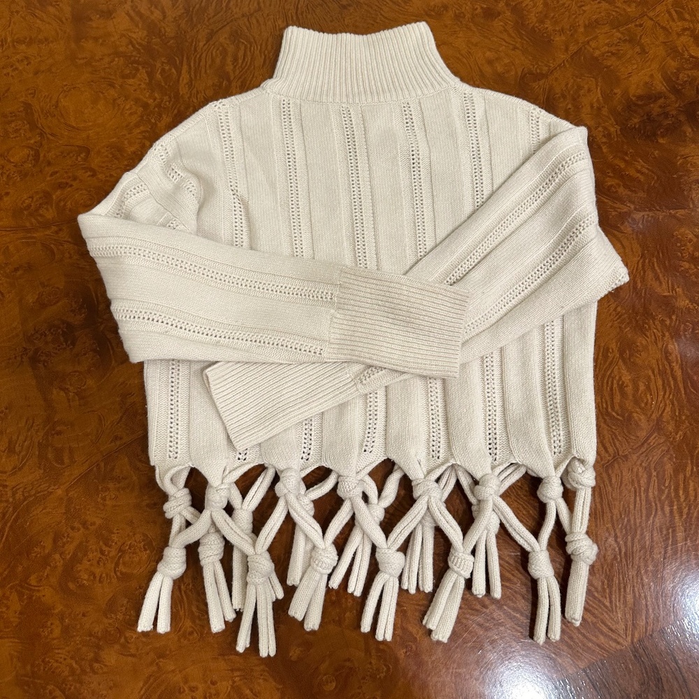 Simkhai turtleneck heavy cable knit white sweater, size Small